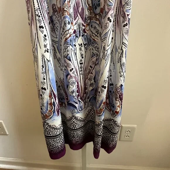 White House Black Market White Blue Purple Paisley Jewel Halter Dress Sz M - Picture 4 of 10